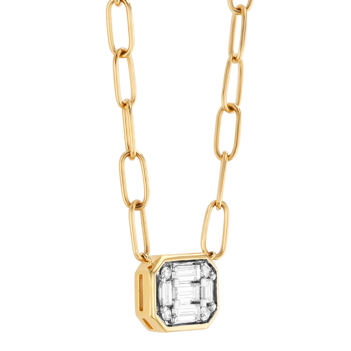 Kwiat Mixed Shape Diamond Cluster Pendant in Two Tone, 16
