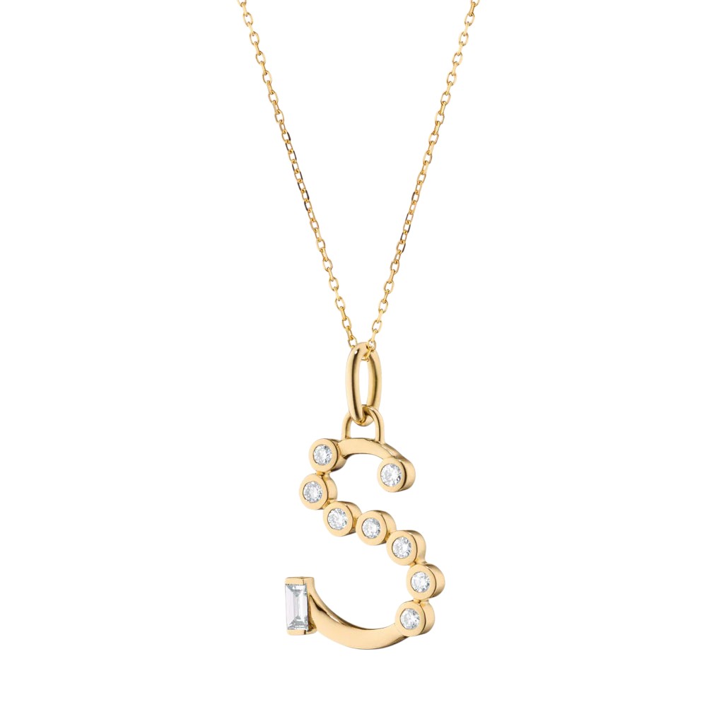 Monica Rich Kosann Diamond Initial Pendant in Yellow Gold, 17"