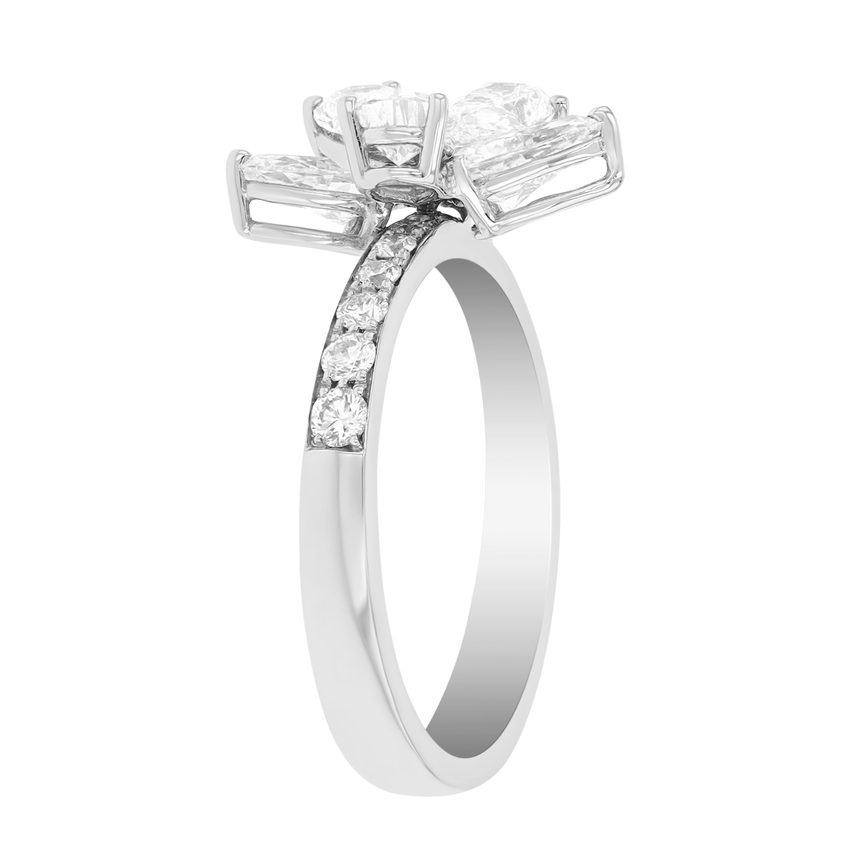 Zydo Collection Multi-Shape Diamond Floral Ring in White Gold