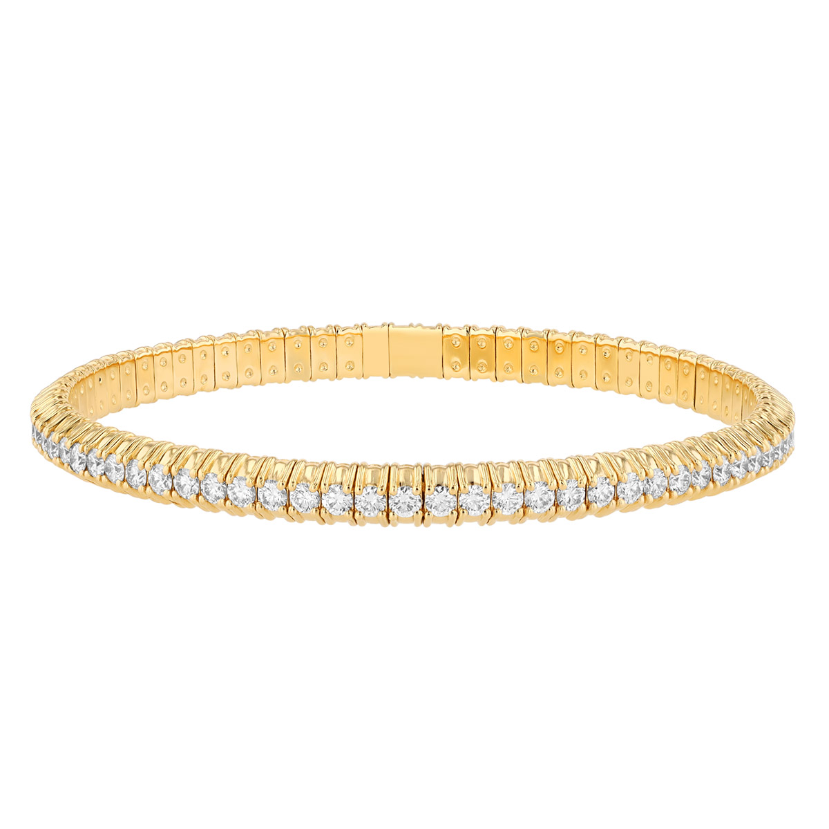 Zydo Collection Diamond Single Row Stretch Bracelet in Yellow Gold