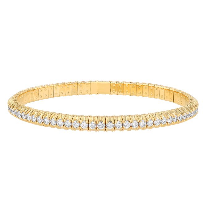 Zydo Collection Diamond Single Row Stretch Bracelet in Yellow Gold