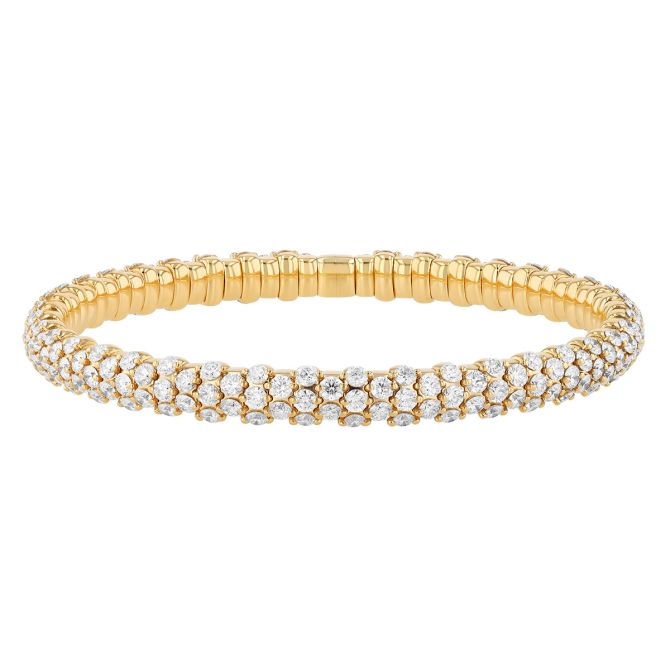 Zydo Collection Diamond Pavé Stretch Bracelet in Yellow Gold