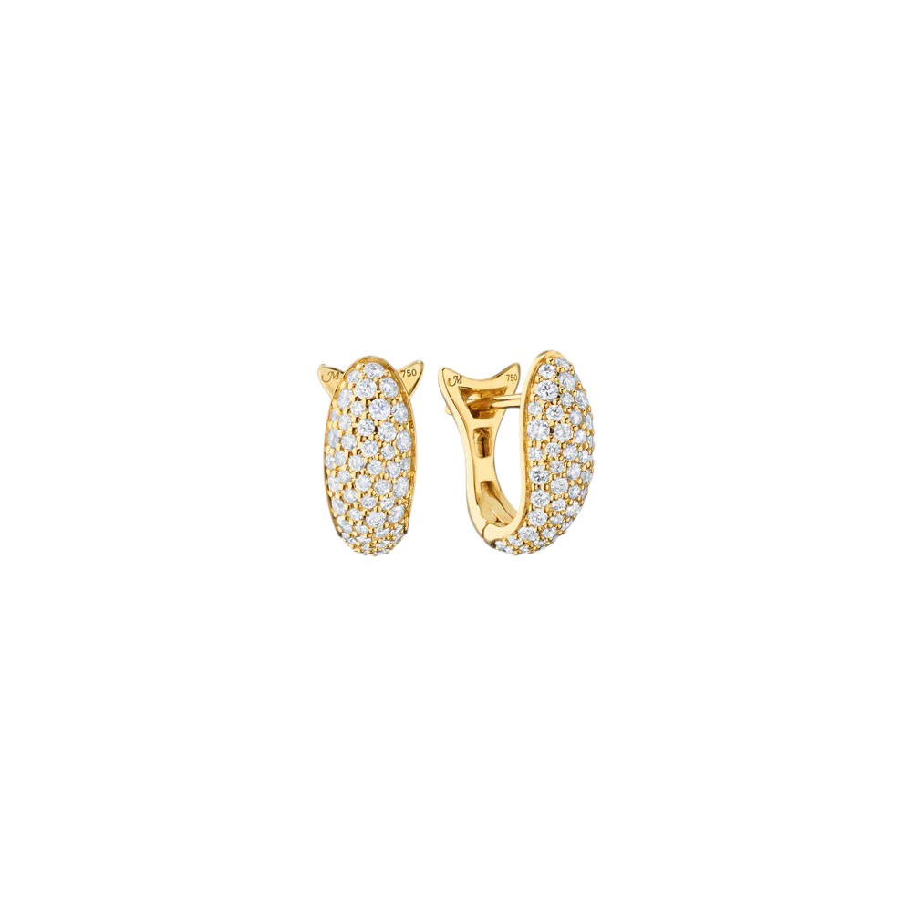 Monica Rich Kosann Perseverance Diamond Pavé Sculptural Fish Huggie Hoop Earrings in Yellow Gold