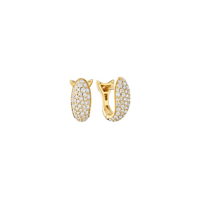 Monica Rich Kosann Perseverance Diamond Pavé Sculptural Fish Huggie Hoop Earrings in Yellow Gold