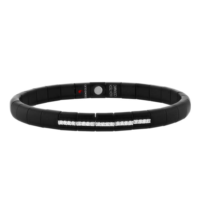 Demeglio Pura Diamond Row Black Ceramic Stretch Bracelet