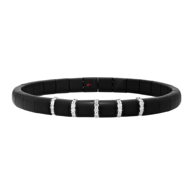 Demeglio Pura Diamond Station Black Ceramic Stretch Bracelet