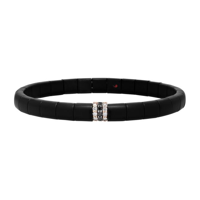 Demeglio Pura Black & White Diamond Station Black Ceramic Bracelet