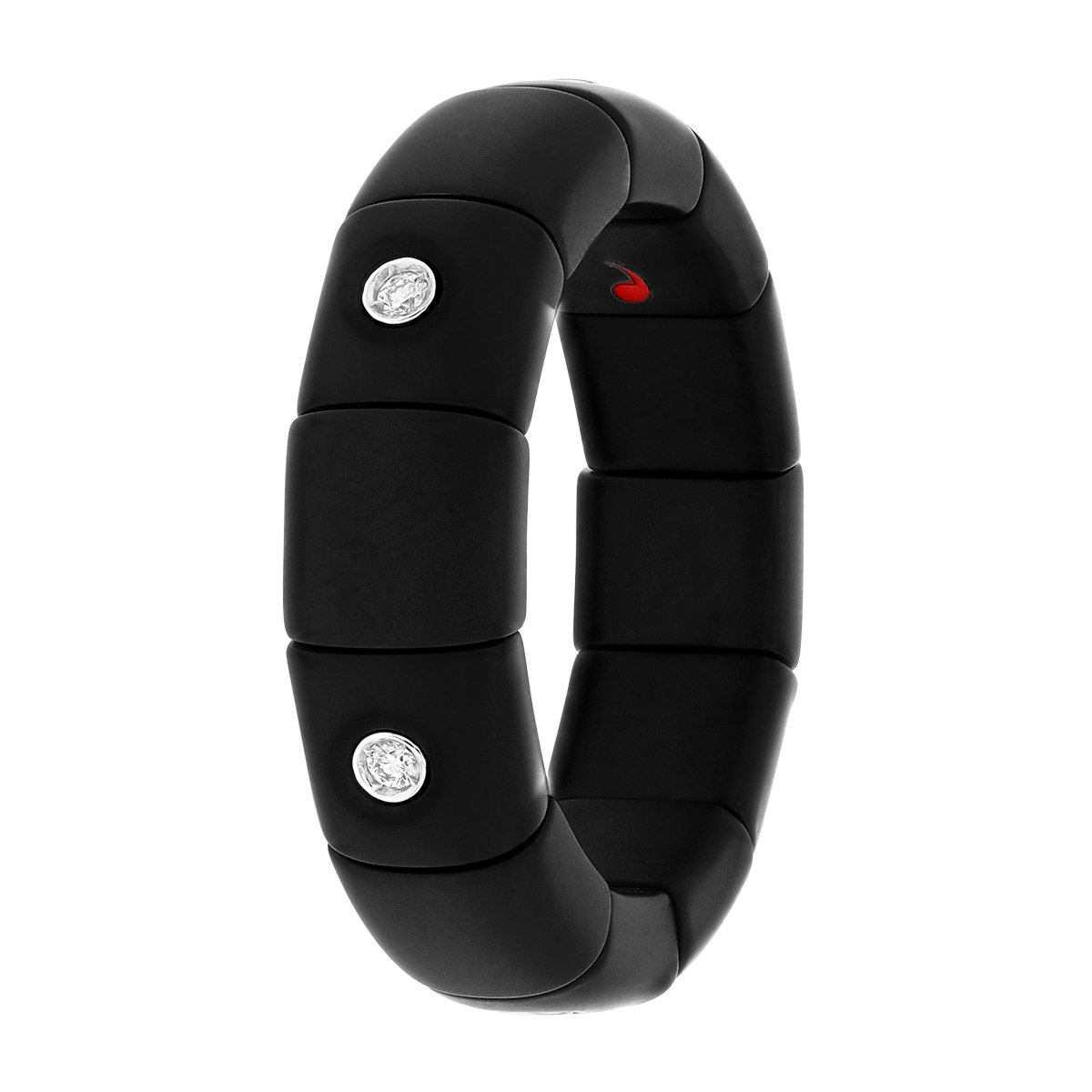 Demeglio Pura Diamond Station Stretch Ring in Black Ceramic