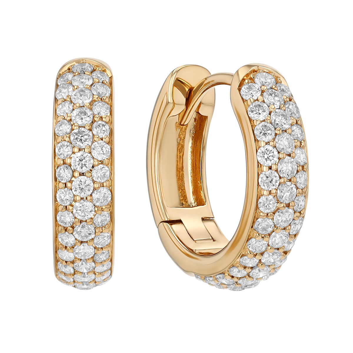 Diamond Pavé Hoop Earrings in Yellow Gold