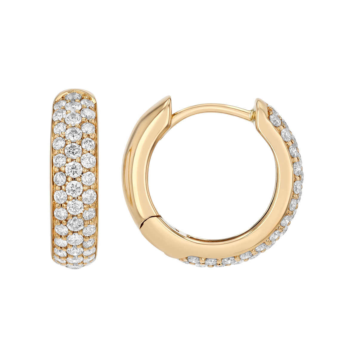 Diamond Pavé Hoop Earrings in Yellow Gold