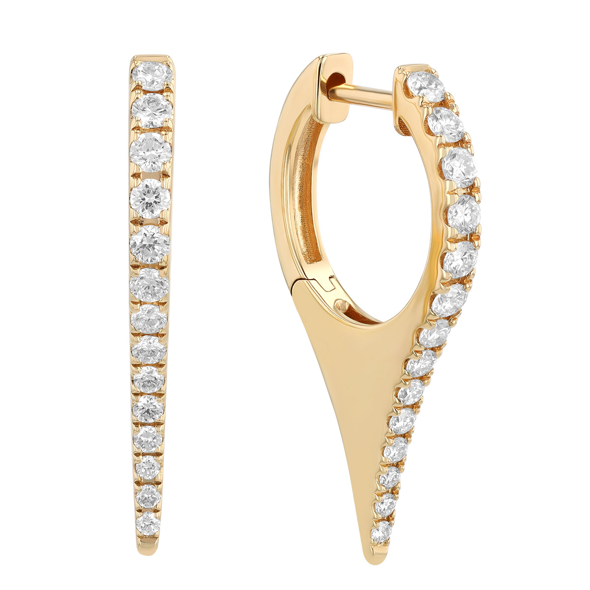 Diamond Point Hoop Earrings in Yellow Gold