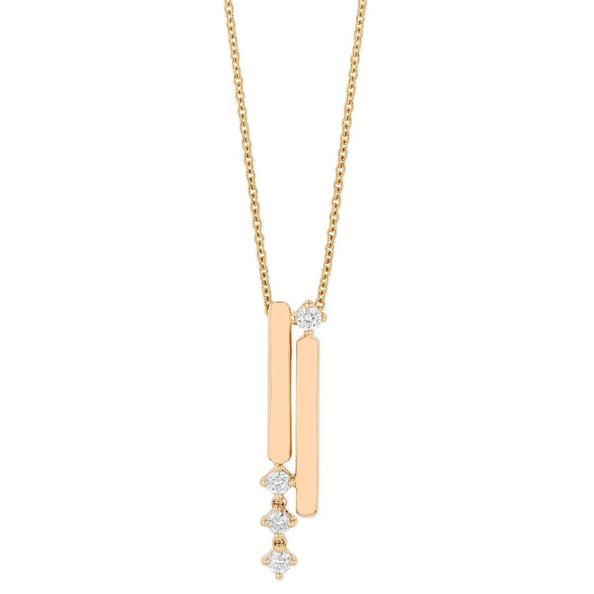 Diamond & Yellow Gold Bar Pendant, 16