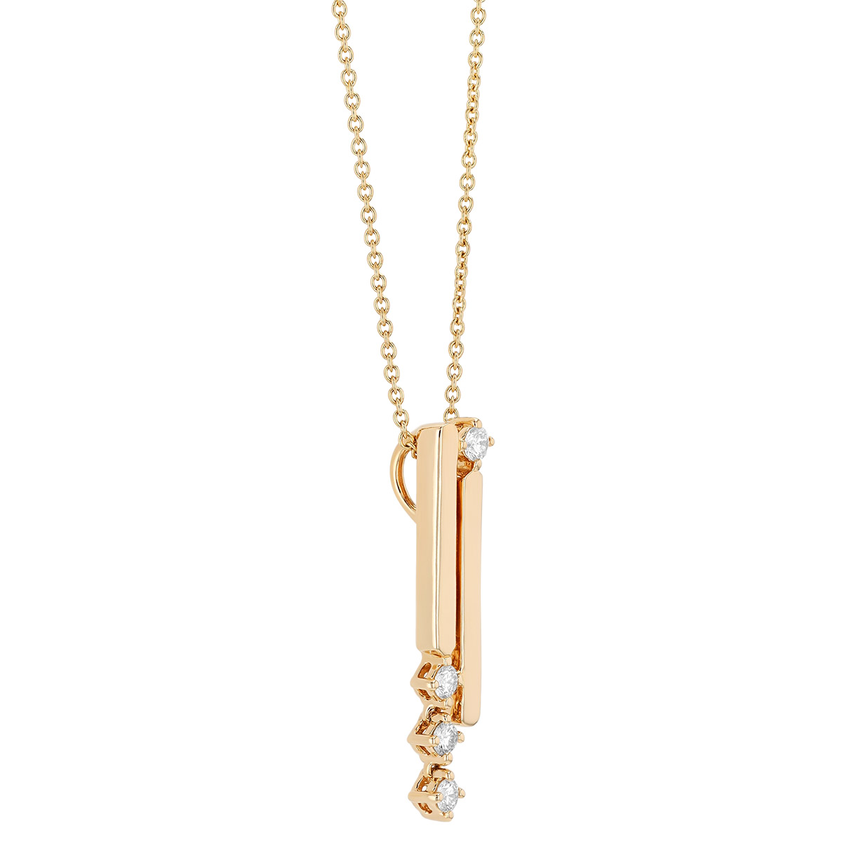 Diamond & Yellow Gold Bar Pendant, 16