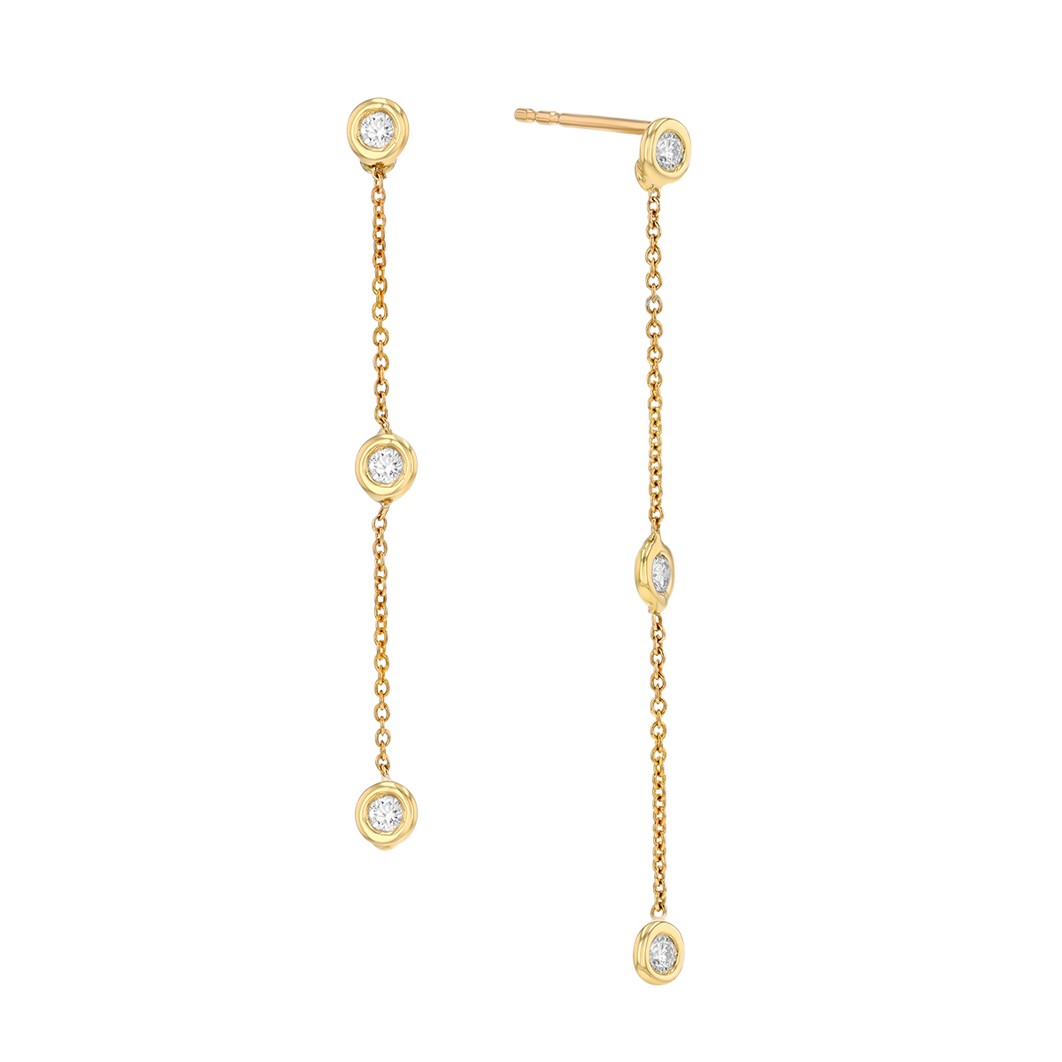 Roberto Coin Diamond Station Dangle Earrings in Yellow Gold
