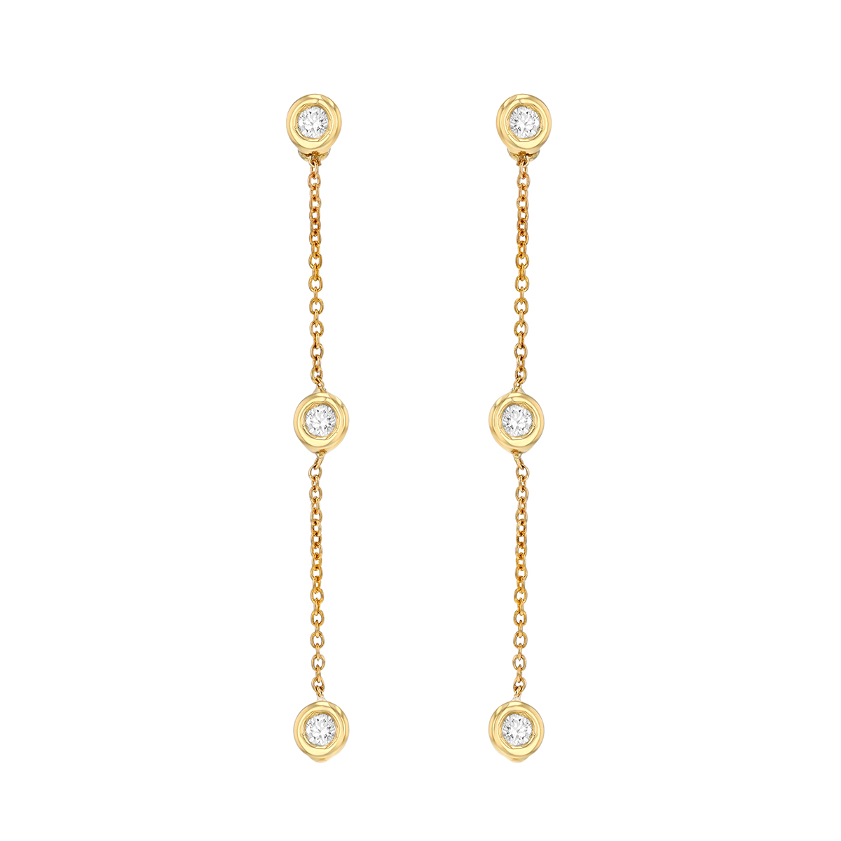 Roberto Coin Diamond Station Dangle Earrings in Yellow Gold