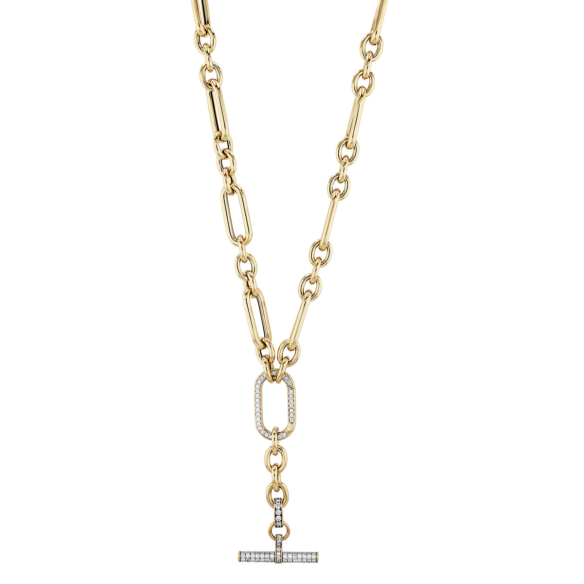 Diamond Toggle & Oval Link Necklace in Yellow Gold, 18