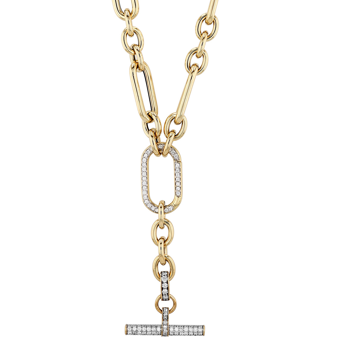 Diamond Toggle & Oval Link Necklace in Yellow Gold, 18