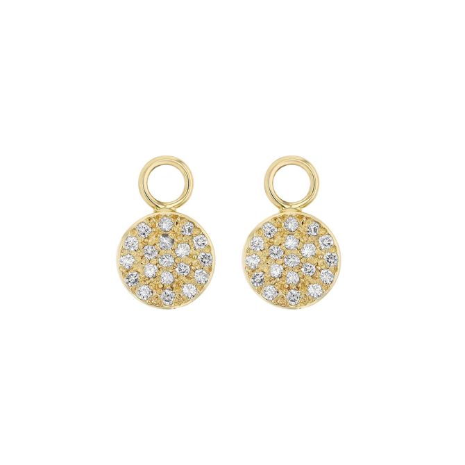 Diamond Pavé Disc Earring Charms in Yellow Gold