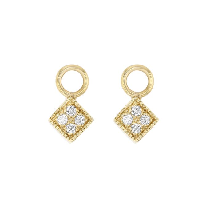 Diamond Square Earring Charms in Yellow Gold