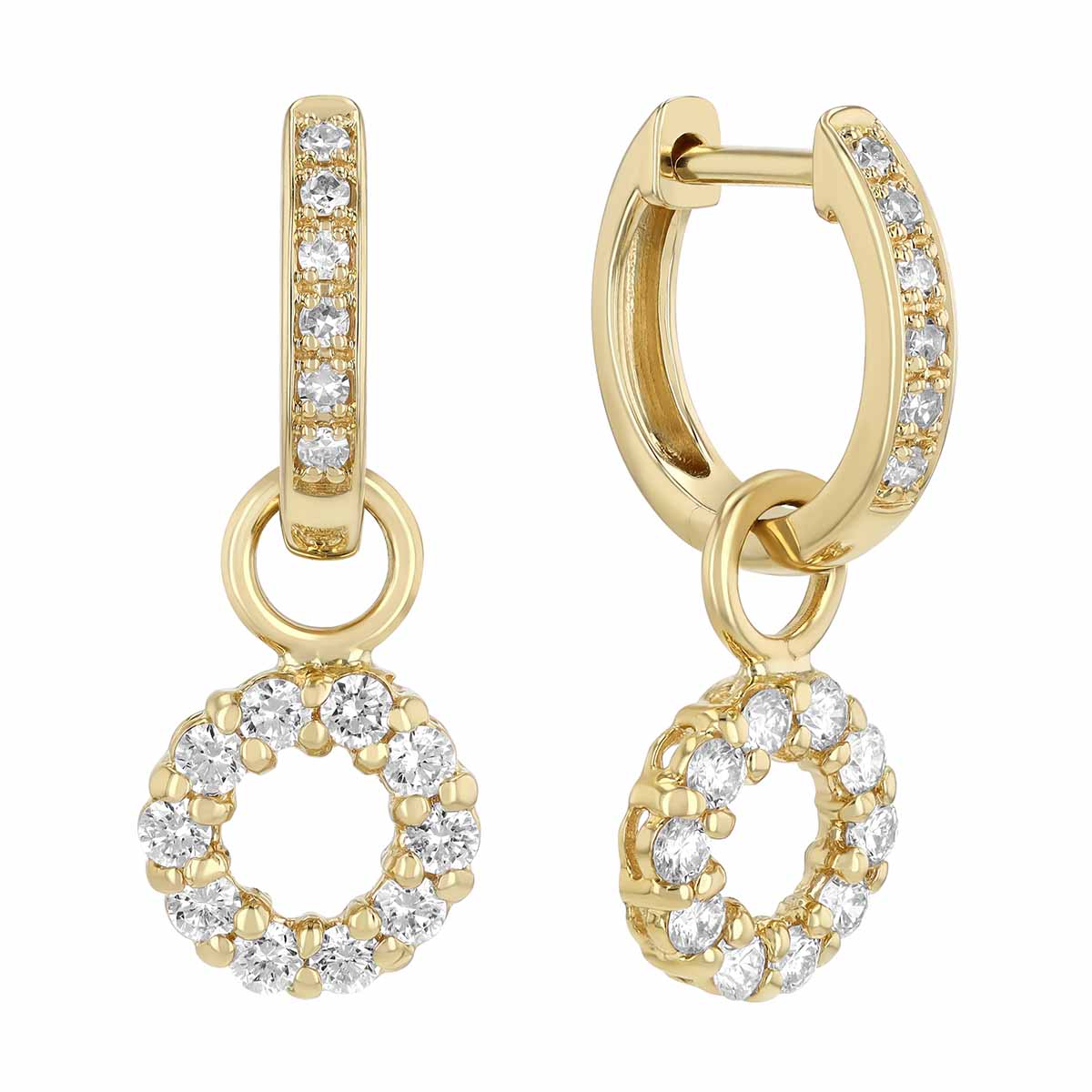 Diamond Circle Earring Charms in Yellow Gold