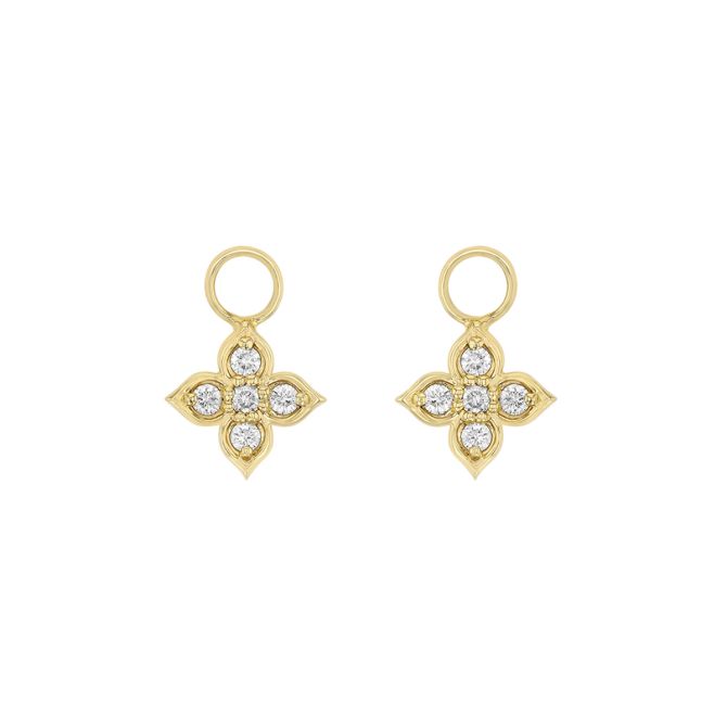Diamond Floral Earring Charms in Yellow Gold