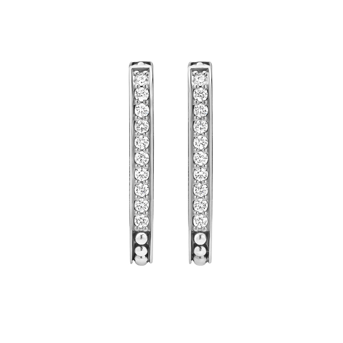 LAGOS Caviar Spark Diamond Linear Hoop Earrings in Sterling Silver