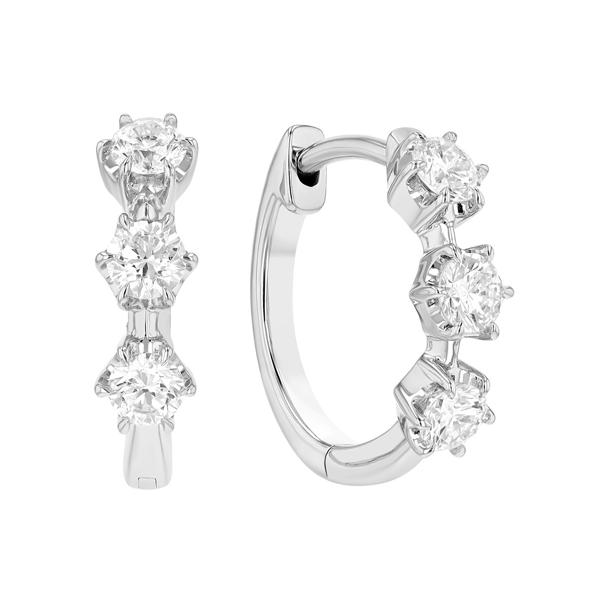 Kwiat Starry Night Diamond Trio Hoop Earrings in White Gold