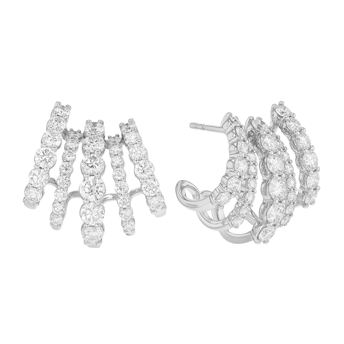 Kwiat Lyric Diamond 5 Row Huggie Earrings in White Gold