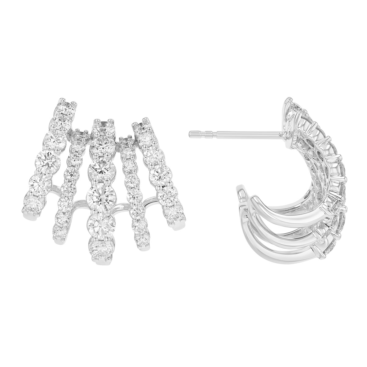 Kwiat Lyric Diamond 5 Row Huggie Earrings in White Gold