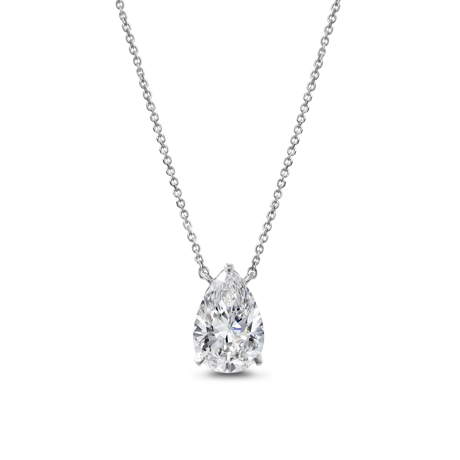 Clarity Diamond Signature Lab-Grown Pear Diamond Pendant in White Gold, 18