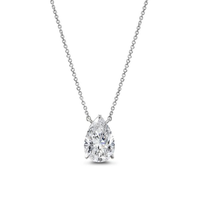 Clarity Diamond Signature Lab-Grown Pear Diamond Pendant in White Gold, 18", 2.13 ct