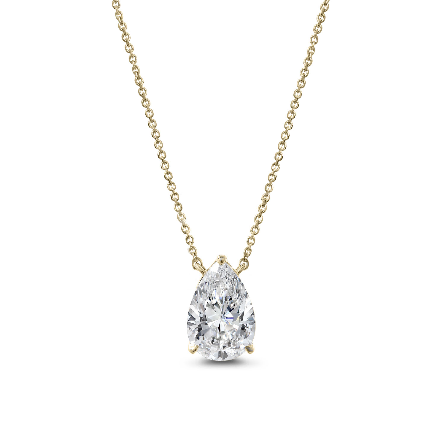 Clarity Diamond Signature Lab-Grown Pear Diamond Pendant in Yellow Gold, 18