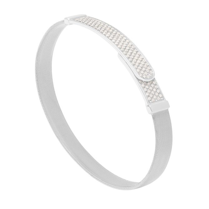 Marco Bicego Masai Diamond Pavé Coil Bangle Bracelet in White Gold, Large Width
