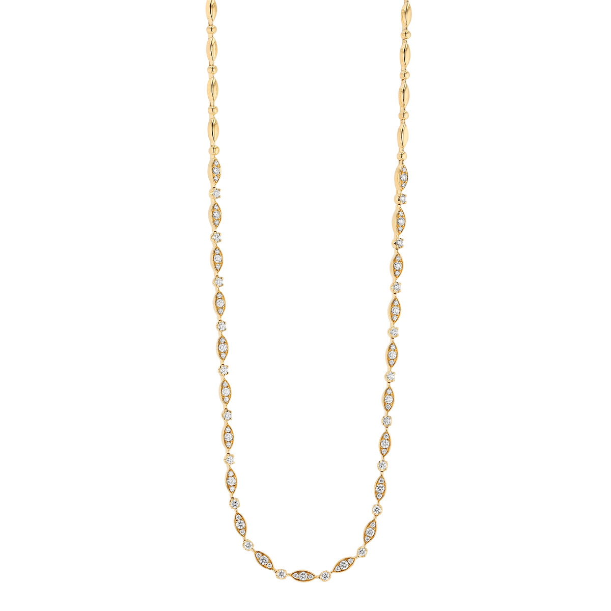 Kwiat Starry Night Diamond Round & Marquise Pattern Necklace in Yellow Gold, 16