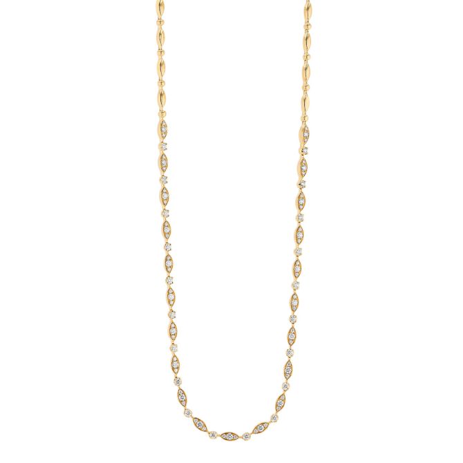 Kwiat Starry Night Diamond Round & Marquise Pattern Necklace in Yellow Gold, 16"