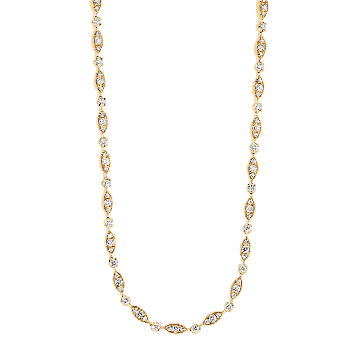 Kwiat Starry Night Diamond Round & Marquise Pattern Necklace in Yellow Gold, 16