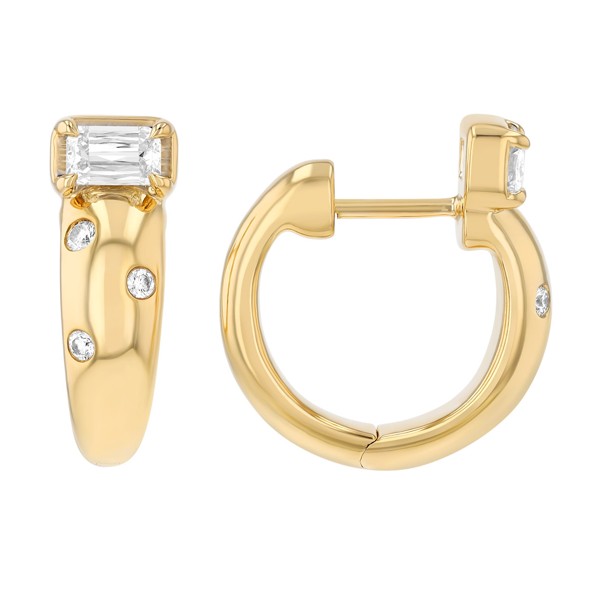 Kwiat Cobblestone Multi-Shape Diamond Huggie Hoop Earrings in Yellow Gold