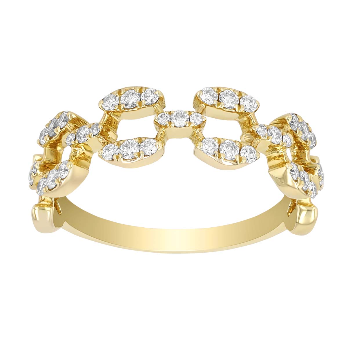 Diamond Open Link Pattern Ring in Yellow Gold