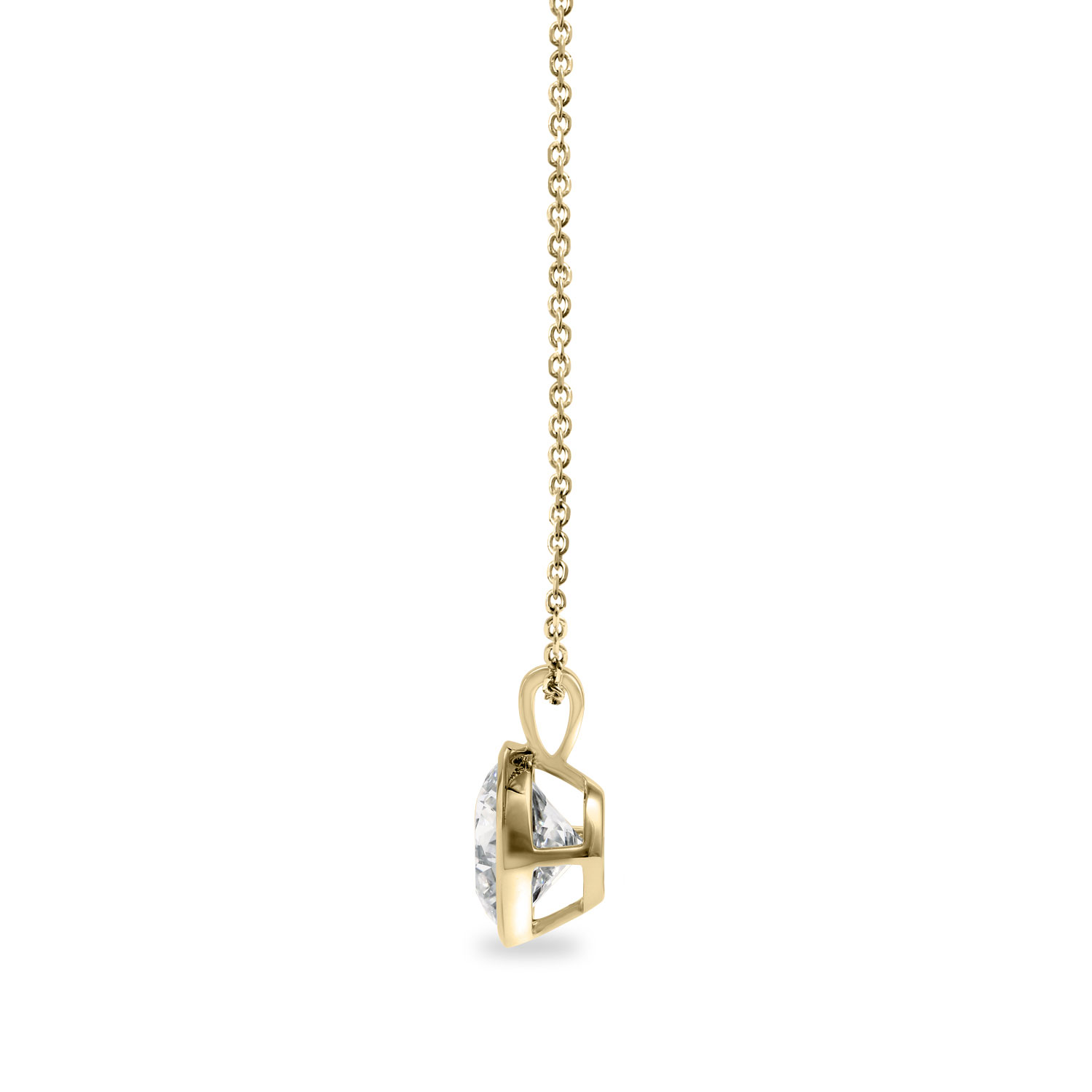 Clarity Diamond Bezel Set Lab-Grown Round Diamond Pendant in Yellow Gold, 18