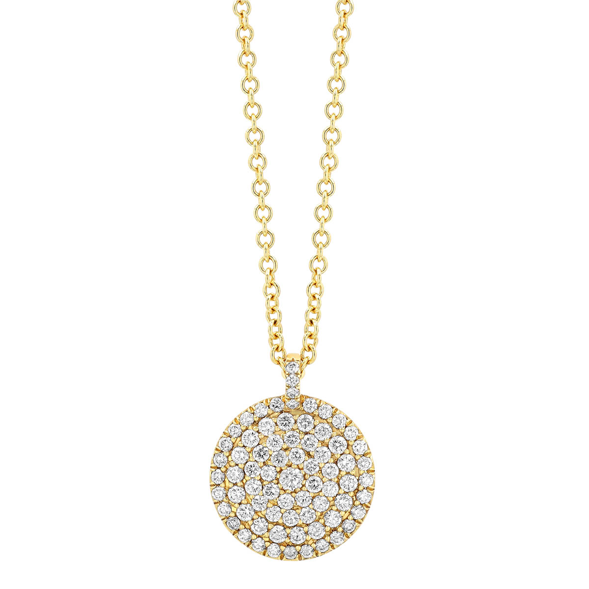 Precision Set Diamond Pavé Disc Pendant in Yellow Gold