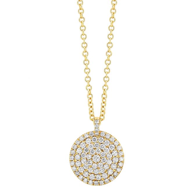 Precision Set Diamond Pavé Disc Pendant in Yellow Gold