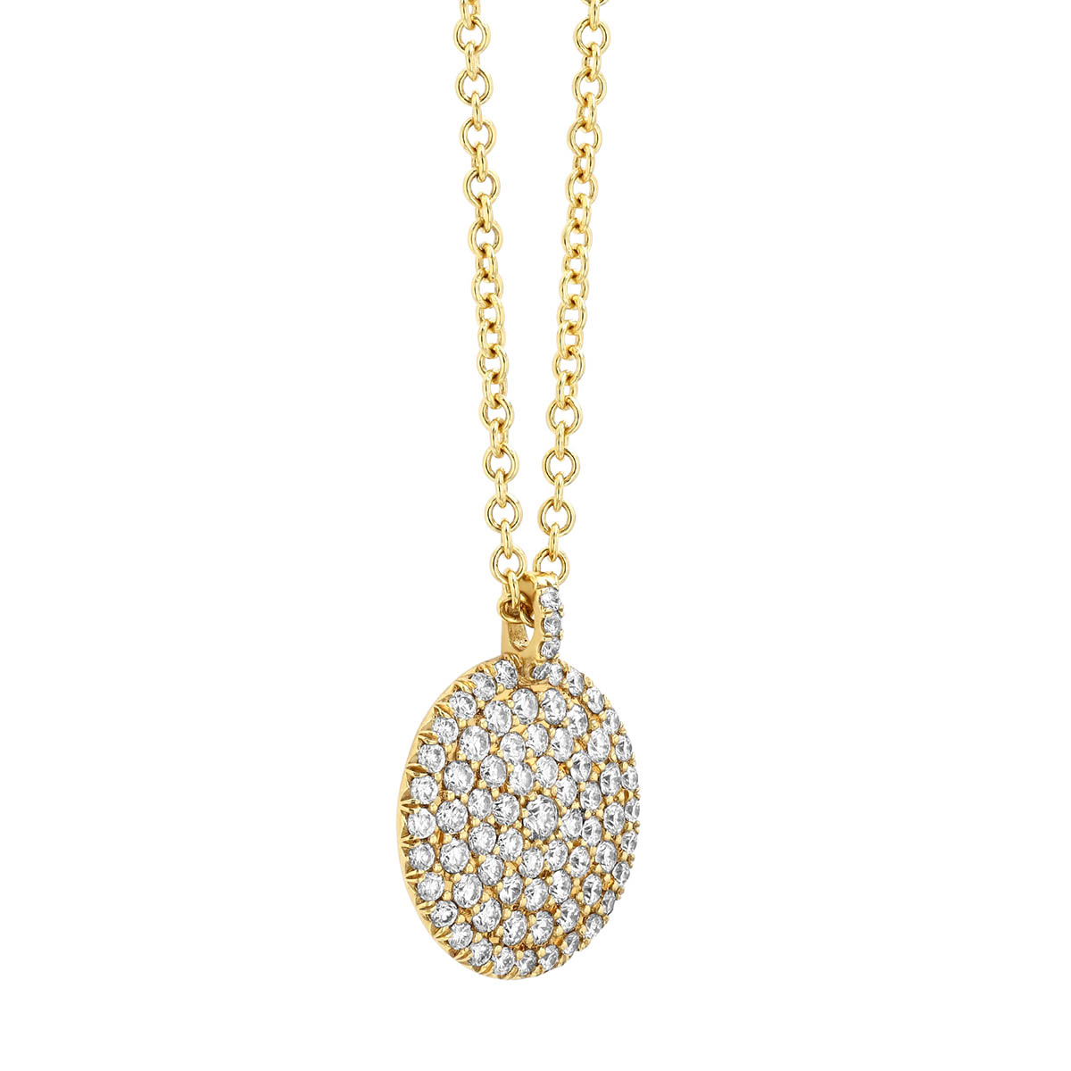 Precision Set Diamond Pavé Disc Pendant in Yellow Gold