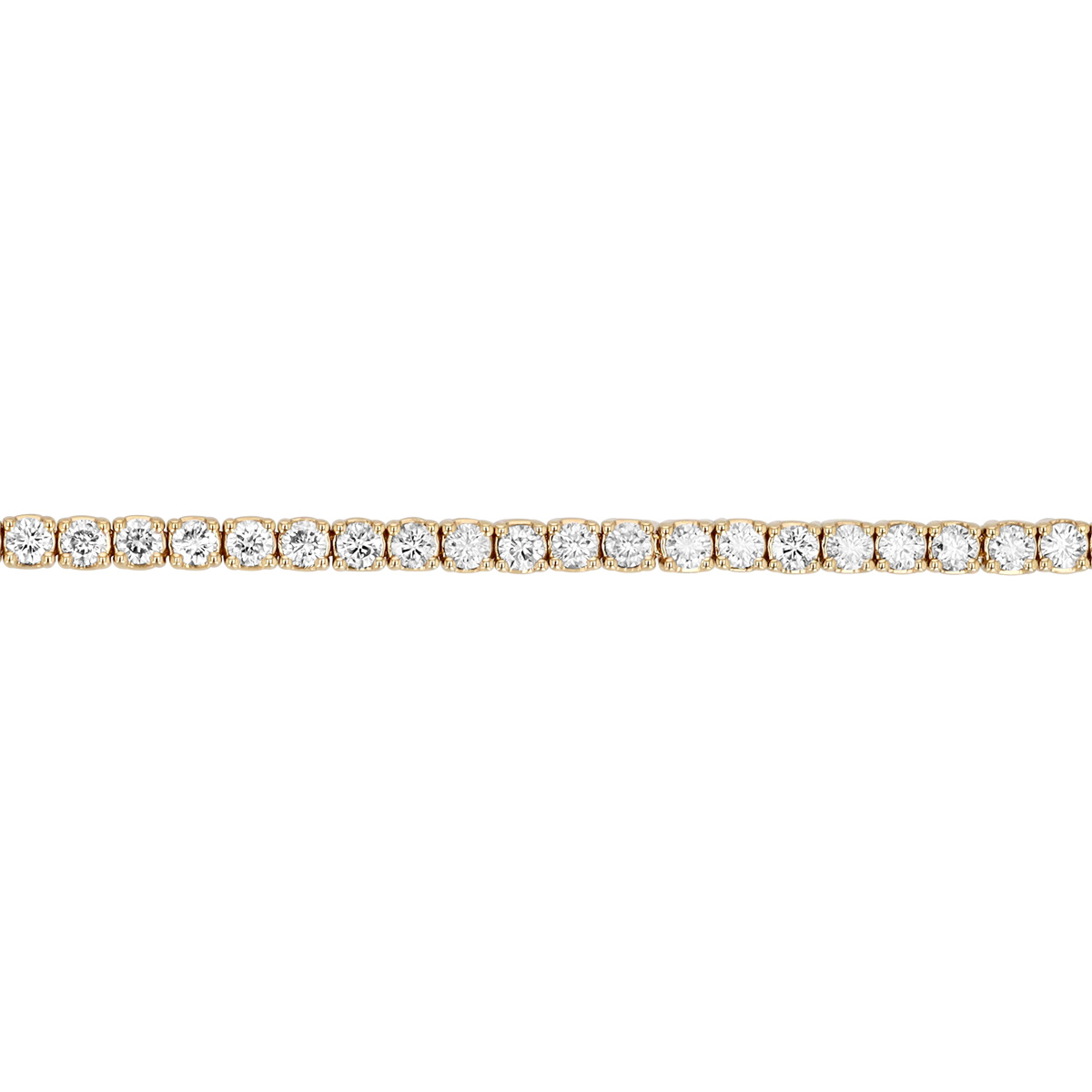 Round Diamond 4 Prong Tennis Bracelet in Yellow Gold, 2.00 aptw