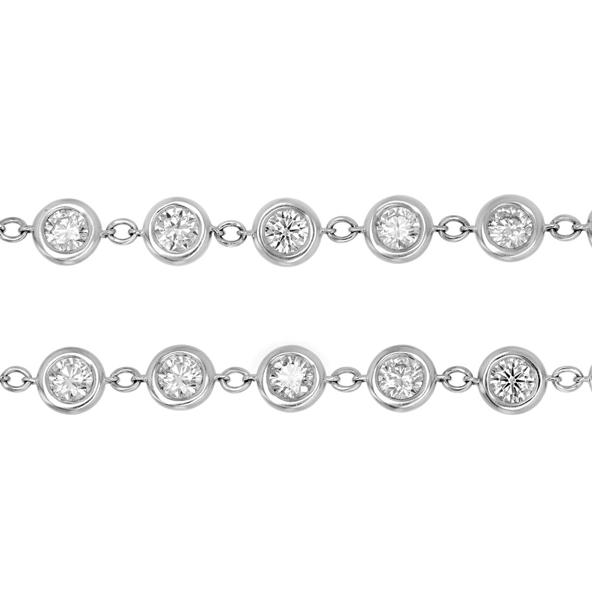 Bezel Set Round Diamond Station Necklace in White Gold, 32