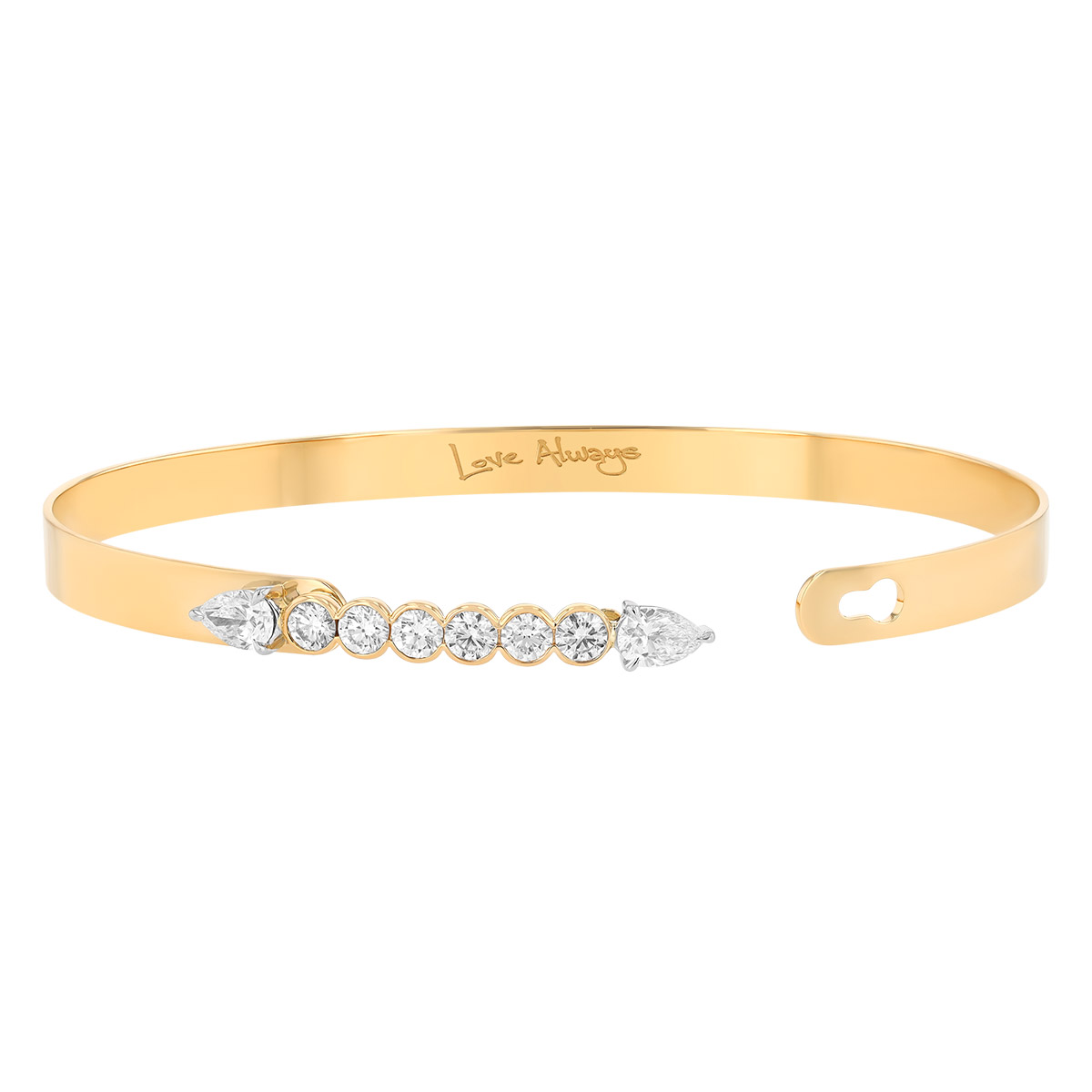 Phillips House One of One Pear & Round Diamond Bangle Bracelet in Yellow Gold, 8