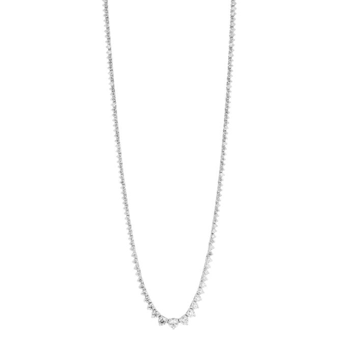 Round Diamond 3 Prong Riviera Necklace in Yellow Gold, 17.25", 5.75 cttw