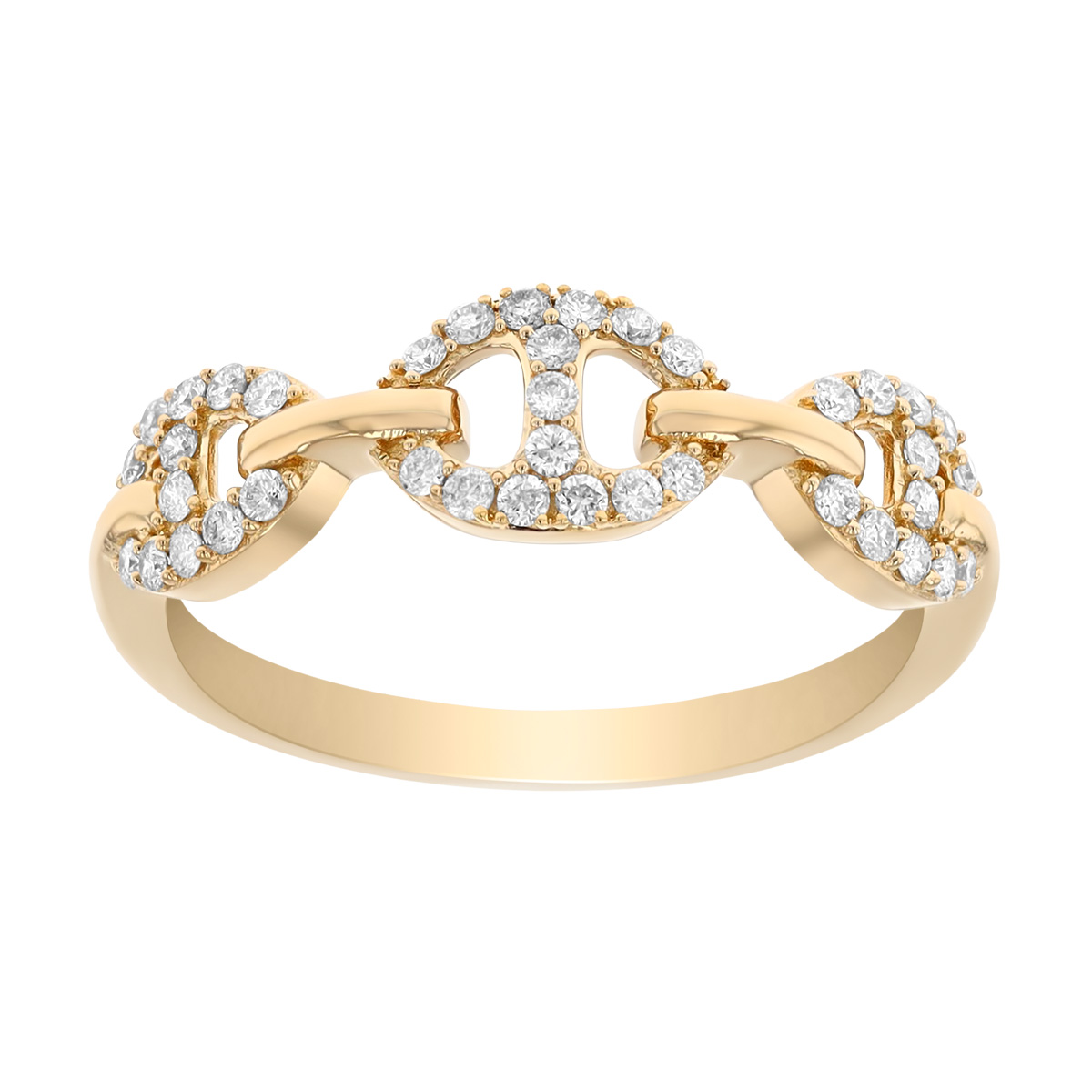 Diamond Mariner Link Ring in Yellow Gold