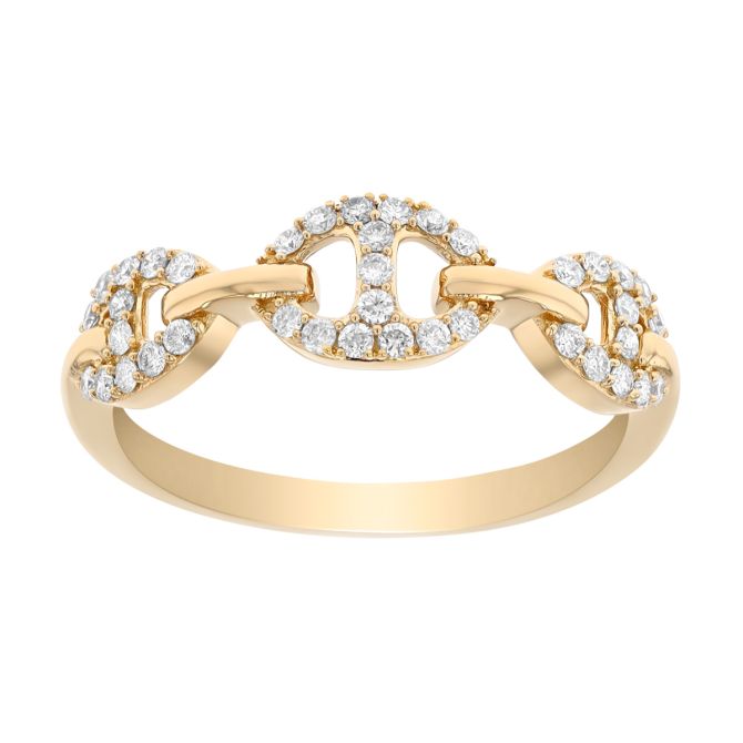 Diamond Mariner Link Ring in Yellow Gold