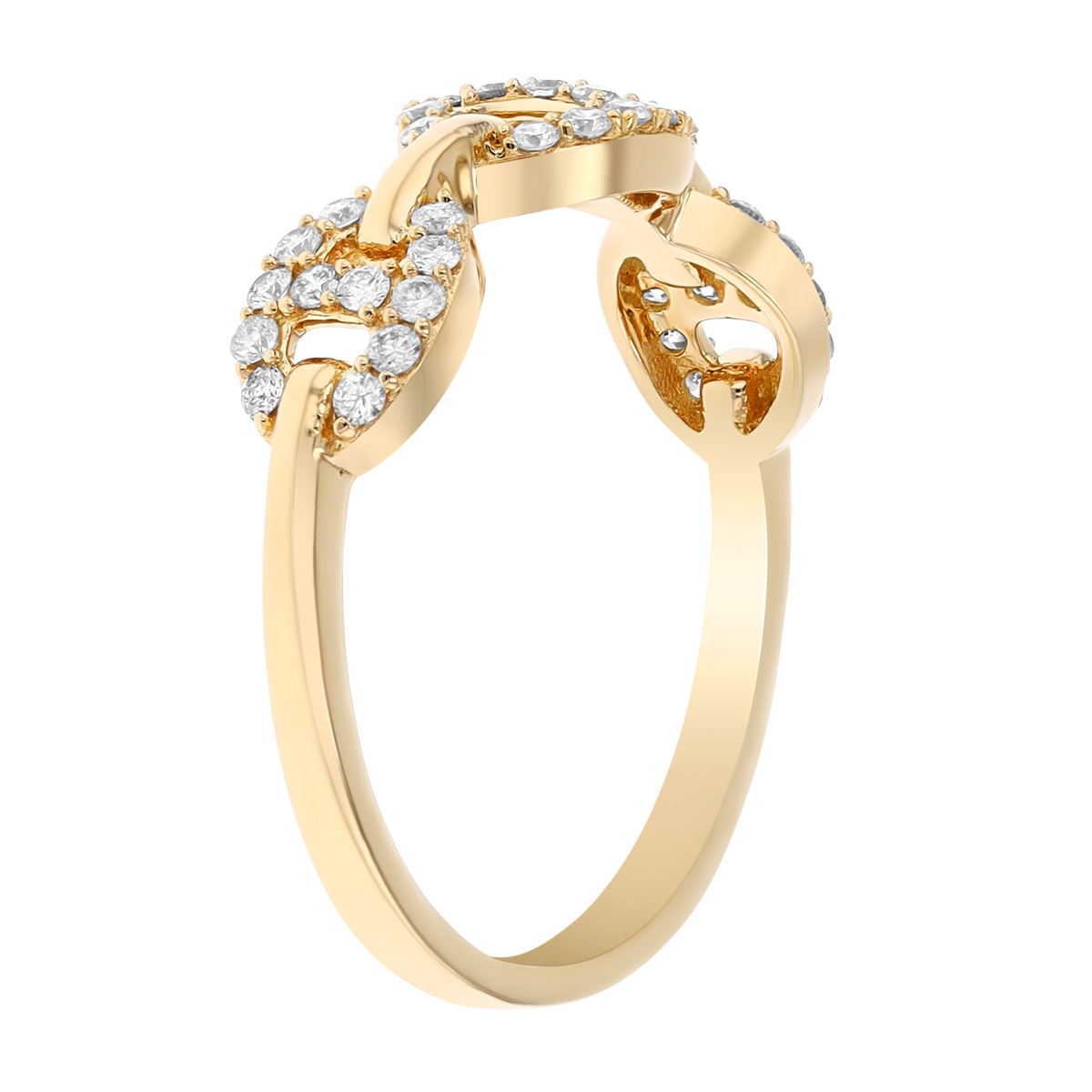 Diamond Mariner Link Ring in Yellow Gold