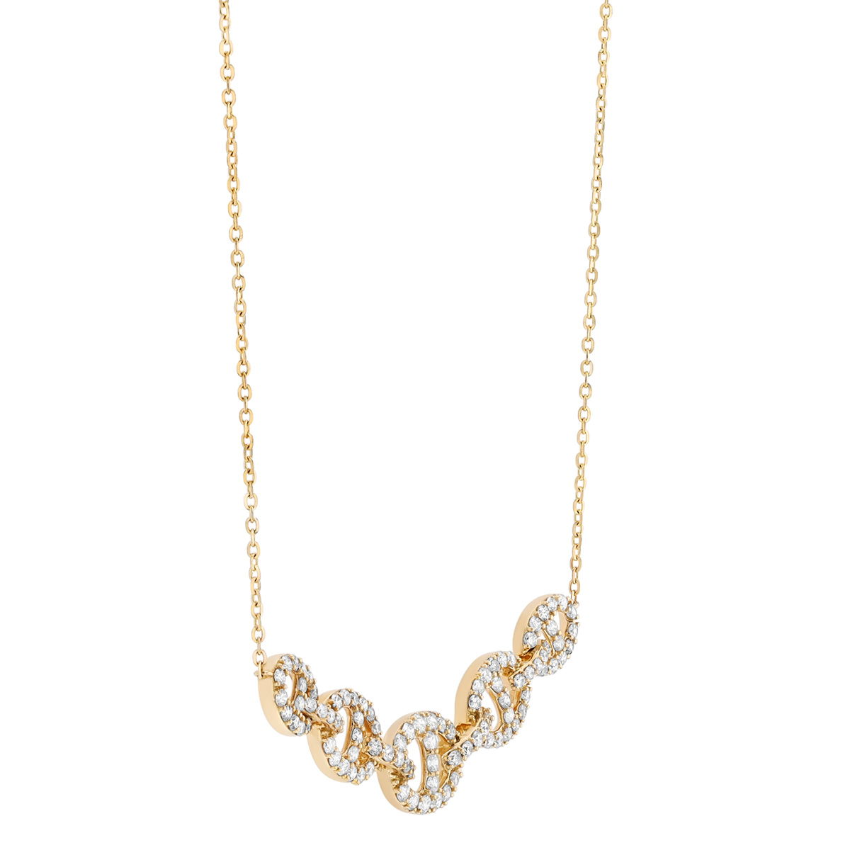 Diamond Mariner Link Necklace in Yellow Gold